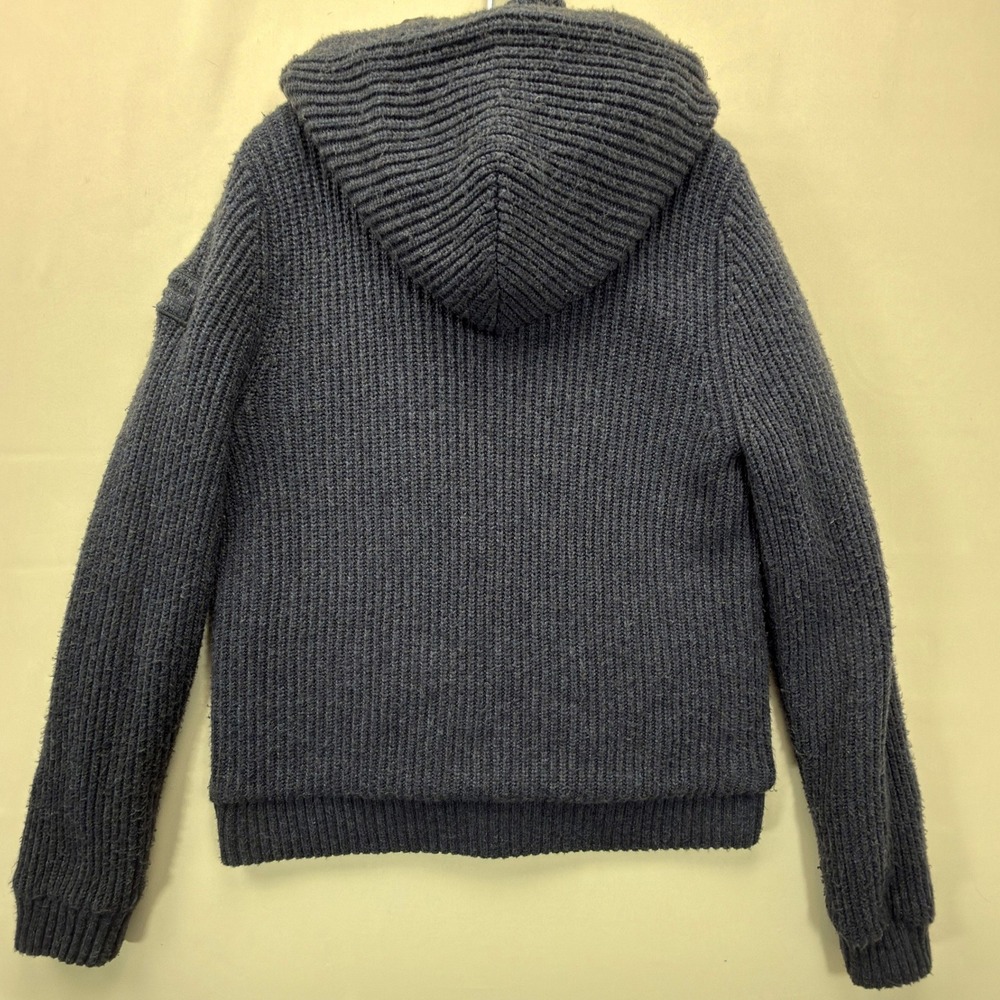 Abercrombie & Fitch Hooded Cardigan Men XL Ribbed Knit Charcoal Gray Regular Y2K - Picture 2 of 7